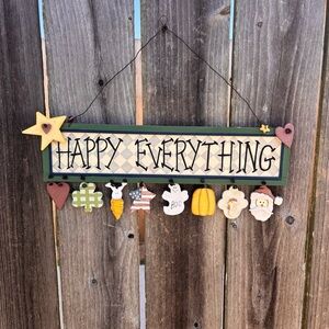 Festive 'Happy Everything' Hanging Sign